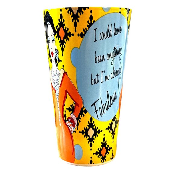 Delish Fabulous Quote Art Deco Tumbler Mug Glam Desk Decor Relic Gift Chic Power - Picture 6 of 9
